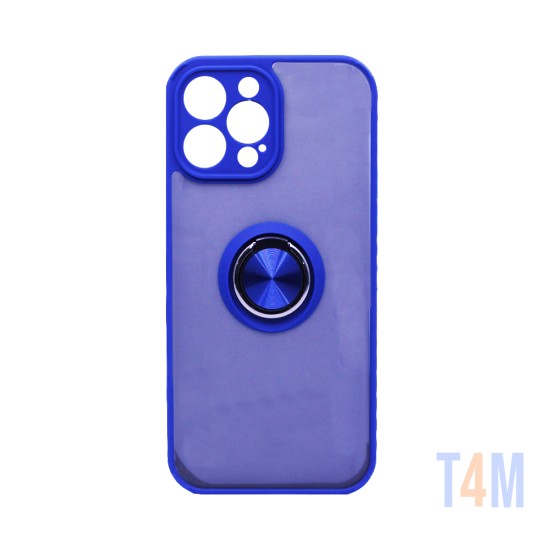 Capa com Anel de Suporte para Apple iPhone 13 Pro Max Azul Fumado